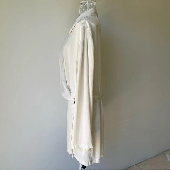 Free People Simone Wrap Cream Long Sleeve Mini Dress button details size M - Picture 5 of 10